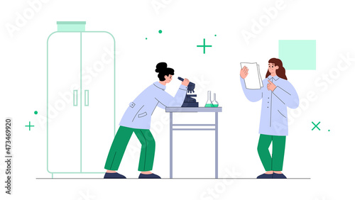 Genetic research, DNA manipulation, genetically modified technologies in flat