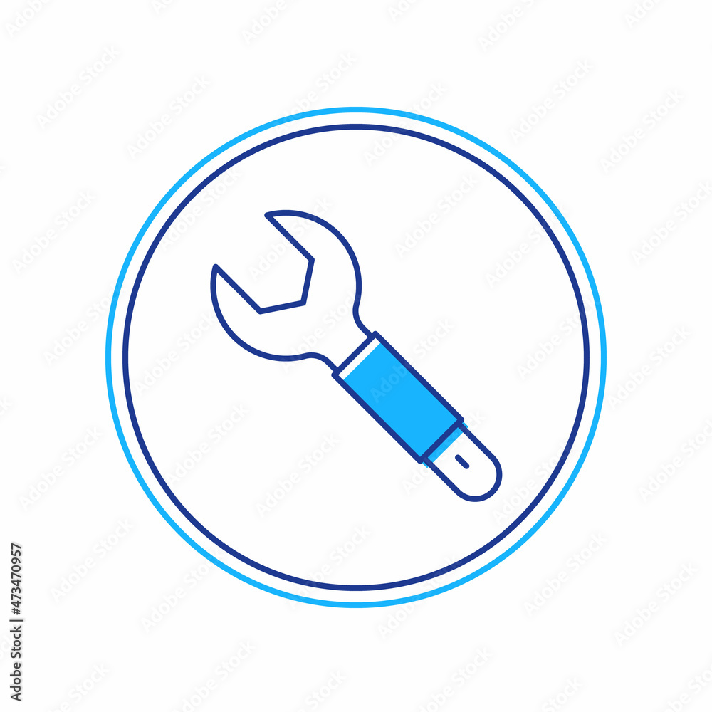 Filled outline Wrench spanner icon isolated on white background. Spanner repair tool. Service tool symbol. Vector Filled outline Wrench spanner icon isolated on white background. Spanner repair tool. Service tool symbol. Vector