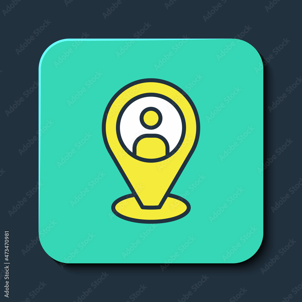 Filled outline Taxi client icon isolated on blue background. Turquoise square button. Vector Filled outline Taxi client icon isolated on blue background. Turquoise square button. Vector
