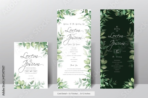Set of Elegant Watercolor Wedding Invitation Card Template