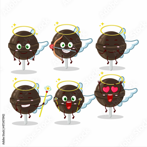Sweet chocolate lolipop cartoon designs as a cute angel character