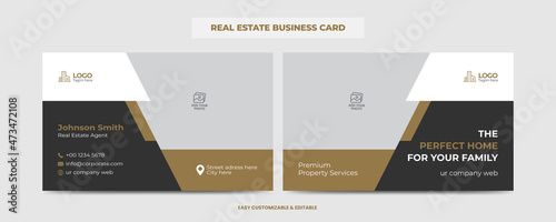 Real Estate Agent and Construction Business Card Template. Creative Real Estate Business card. Modern Home Visiting Card. Name Card Template