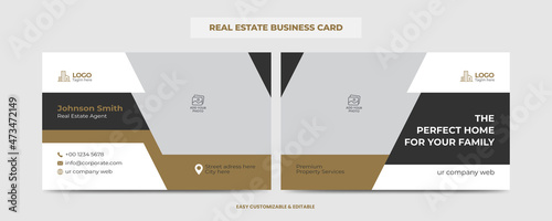 Real Estate Agent and Construction Business Card Template. Creative Real Estate Business card. Modern Home Visiting Card. Name Card Template