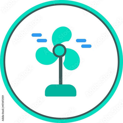 Wind Power Flat Circle Vector Icon Design