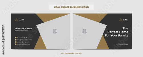 Real Estate Agent and Construction Business Card Template. Creative Real Estate Business card. Modern Home Visiting Card. Name Card Template