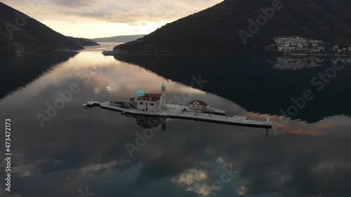 Evening sky and sea around the island of Gospa od Skrpela
