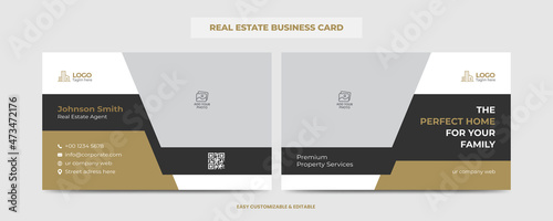 Real Estate Agent and Construction Business Card Template. Creative Real Estate Business card. Modern Home Visiting Card. Name Card Template