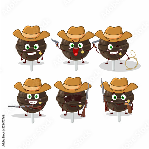 Cool cowboy sweet chocolate lolipop cartoon character with a cute hat