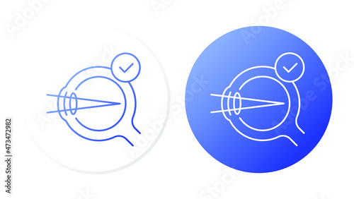 Optometry (eyeball, normal vision). Line icon concept