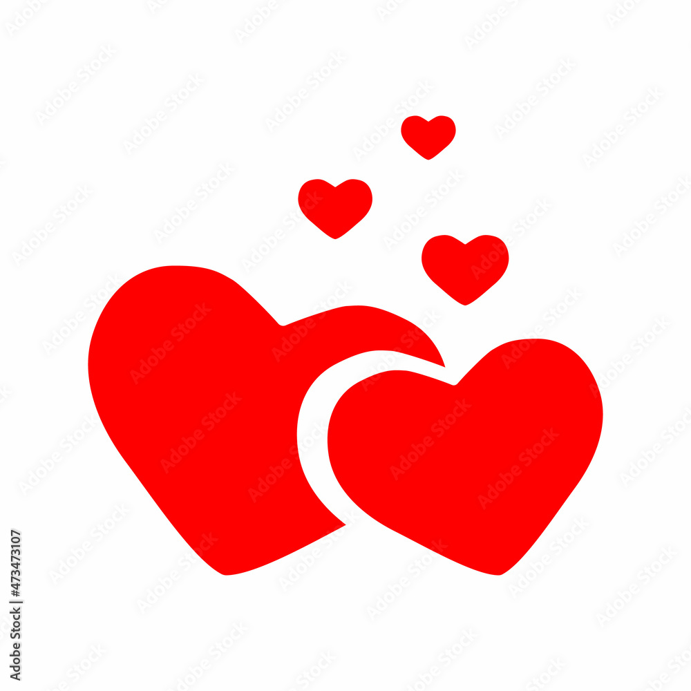 Original red heart shape.Many red hearts of various sizes are floating on white. Abstract flying red hearts. Vector Original red heart shape.Many red hearts of various sizes are floating on white. Abstract flying red hearts. Vector