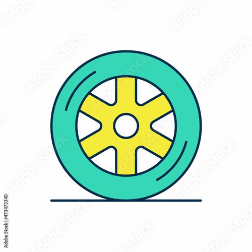 Filled outline Car wheel icon isolated on white background. Vector