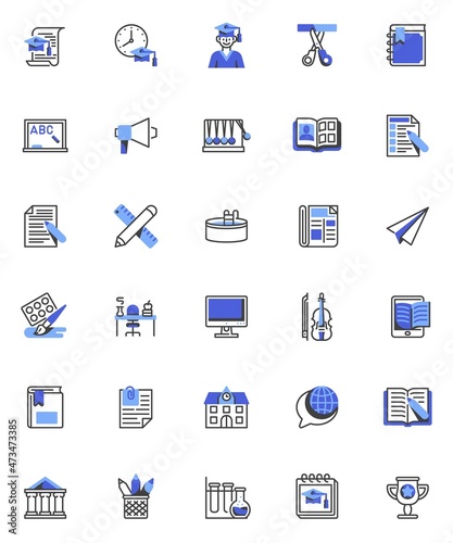 High school education line icons set