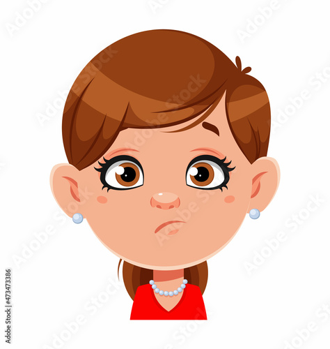 Face expression of pretty woman, disappointed