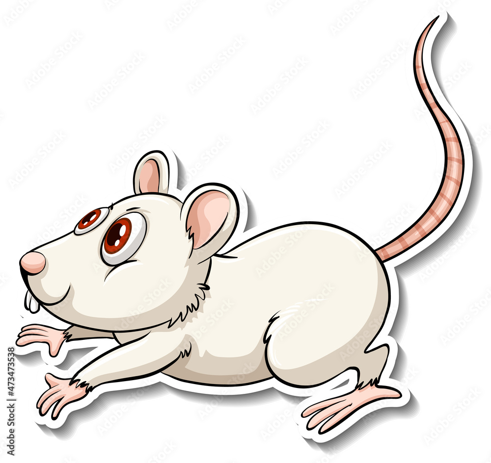 Naklejka premium A white rat animal cartoon sticker