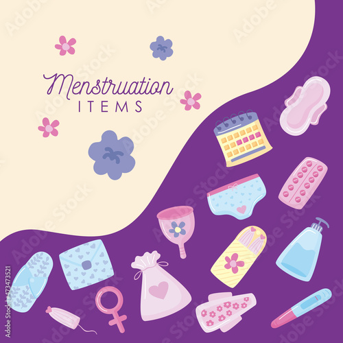 menstruation items and flowers