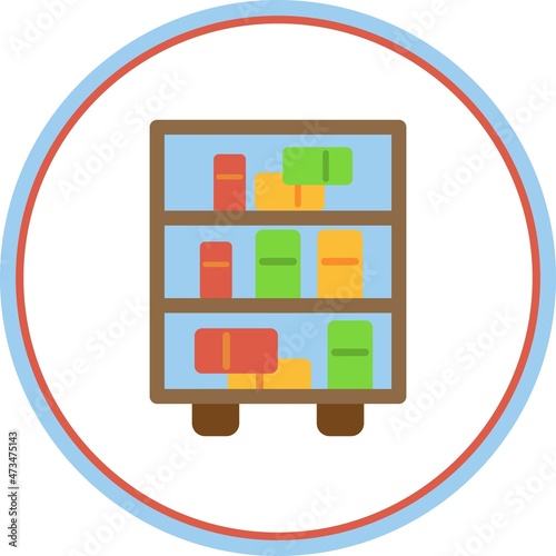 Book shelve Flat Circle Vector Icon Design