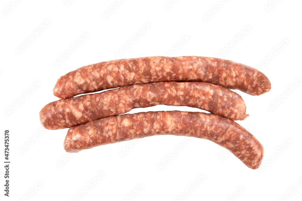 raw sausages isolated on white background raw sausages isolated on white background