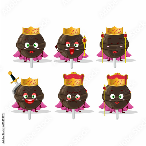 Queen and her magic clothes cartoon of sweet chocolate lolipop wearing tiara