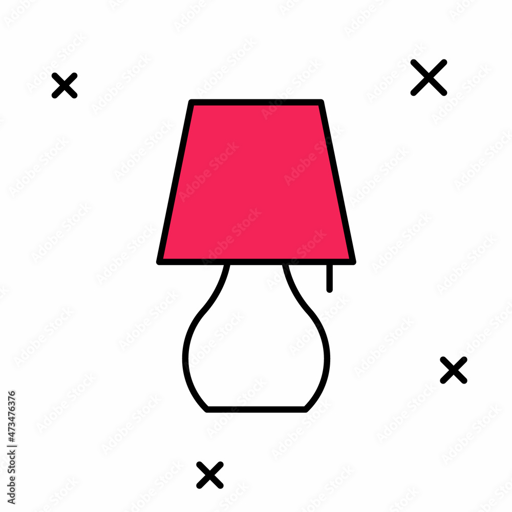 Filled outline Table lamp icon isolated on white background. Night light. Vector Filled outline Table lamp icon isolated on white background. Night light. Vector
