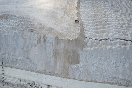 Aerial sunny view of phosphogypsum mountains in Kėdainiai city, industrial area, Lithuania photo