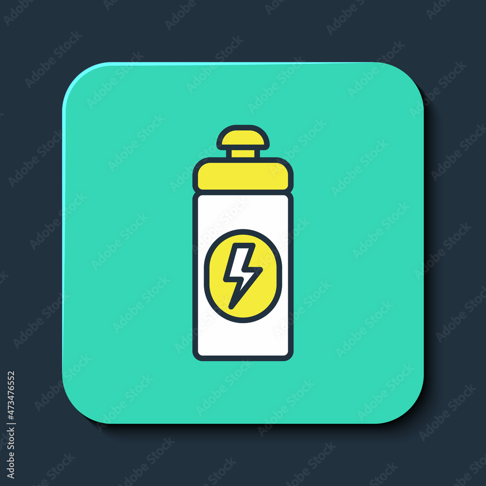 Filled outline Fitness shaker icon isolated on blue background. Sports shaker bottle with lid for water and protein cocktails. Turquoise square button. Vector Filled outline Fitness shaker icon isolated on blue background. Sports shaker bottle with lid for water and protein cocktails. Turquoise square button. Vector