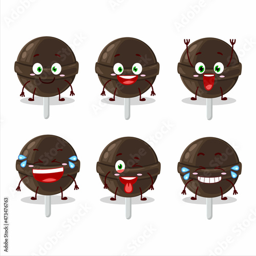 Cartoon character of sweet chocolate lolipop with smile expression