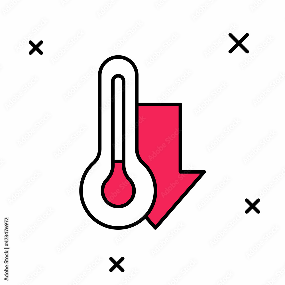 Filled outline Meteorology thermometer measuring icon isolated on white background. Thermometer equipment showing hot or cold weather. Vector Filled outline Meteorology thermometer measuring icon isolated on white background. Thermometer equipment showing hot or cold weather. Vector
