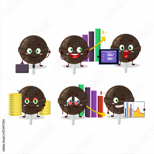 Sweet chocolate lolipop character designs as a trader investment mascot