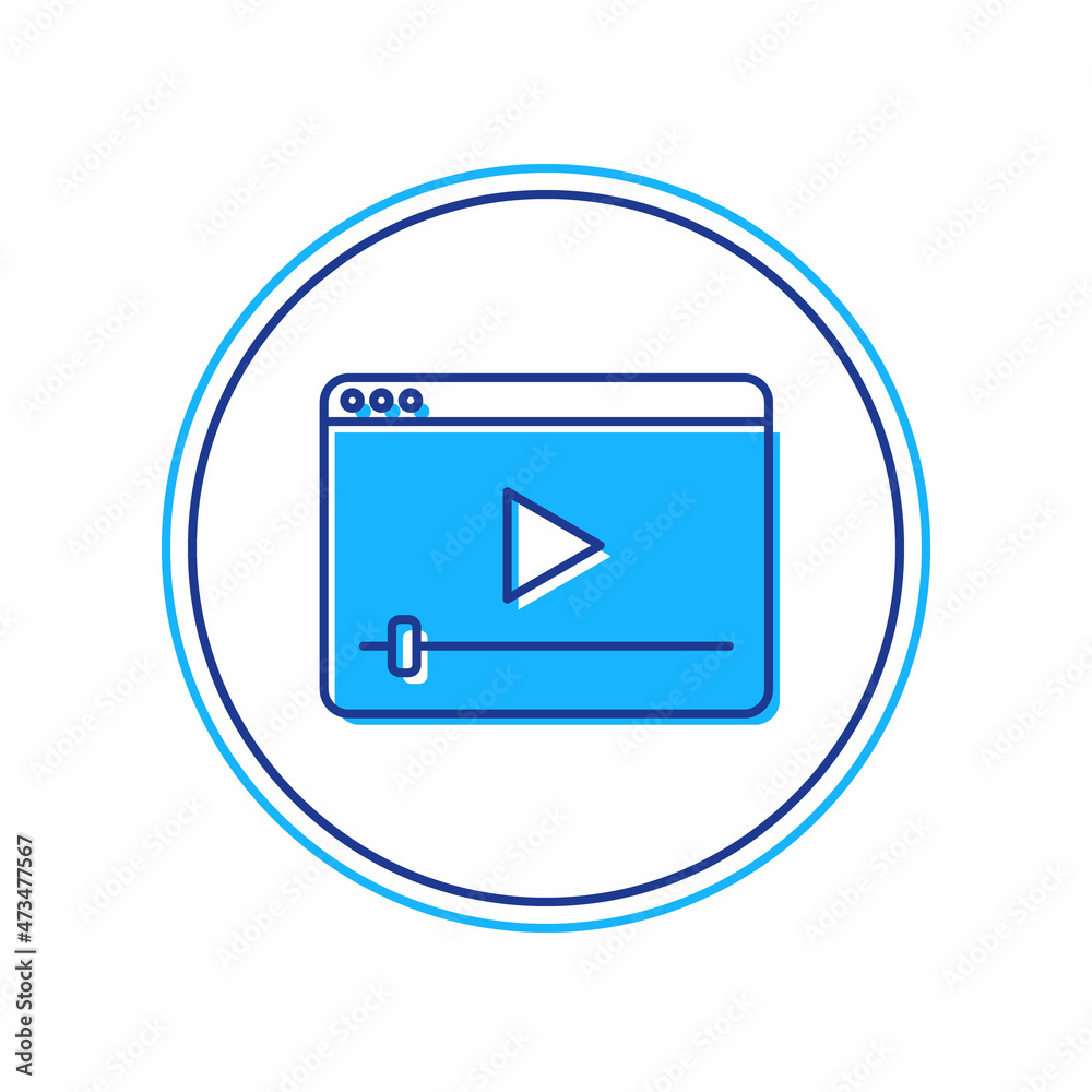 Filled outline Online play video icon isolated on white background. Film strip with play sign. Vector Filled outline Online play video icon isolated on white background. Film strip with play sign. Vector