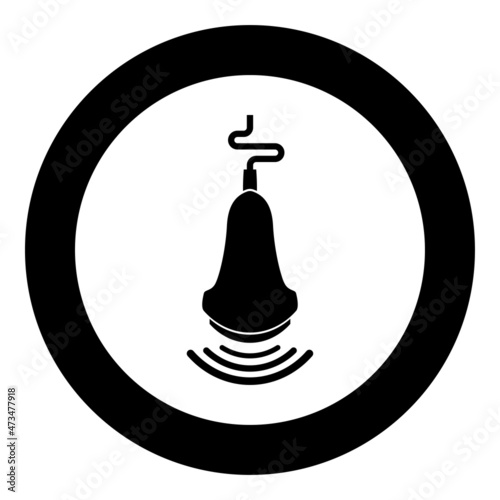 Ultrasound tool with wave medical diagnostic device equipment echograpy icon in circle round black color vector illustration image solid outline style