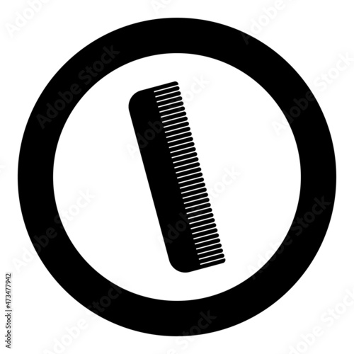 Comb icon in circle round black color vector illustration image solid outline style