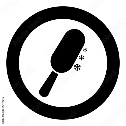 Chocolate ice on stick Eskimo confection icon in circle round black color vector illustration image solid outline style