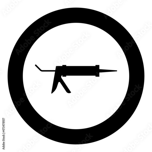 Silicone gun Caulking glue seal icon in circle round black color vector illustration image solid outline style