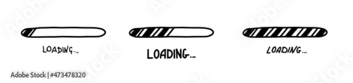 Loading bar doodle icon. Progress loading bar. Hand drawn sketch. Vector illustration on white background.