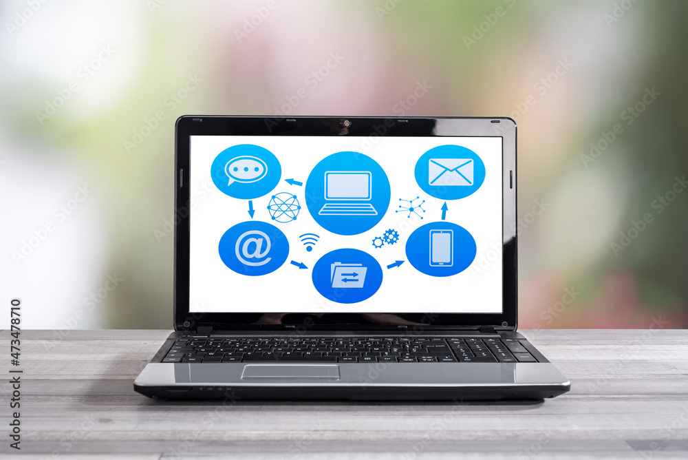 Email sending concept on a laptop screen Email sending concept on a laptop screen