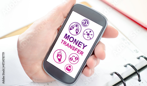 Money transfer concept on a smartphone