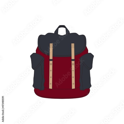 Vector Colorful Backpacks. Backpacks for schoolchildren, students, travellers and tourists. Back to School rucksack flat vector illustrations isolated on white.
