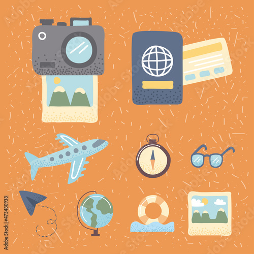 travel lifestyle nine icons photo