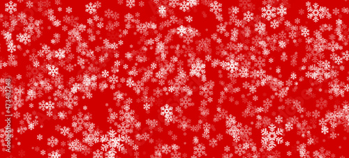 Christmas snowflakes Snow red background 