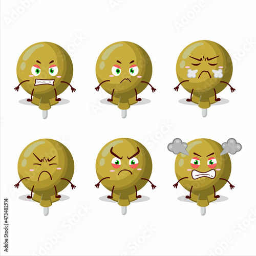 Yellow lolipop wrapped cartoon character with various angry expressions