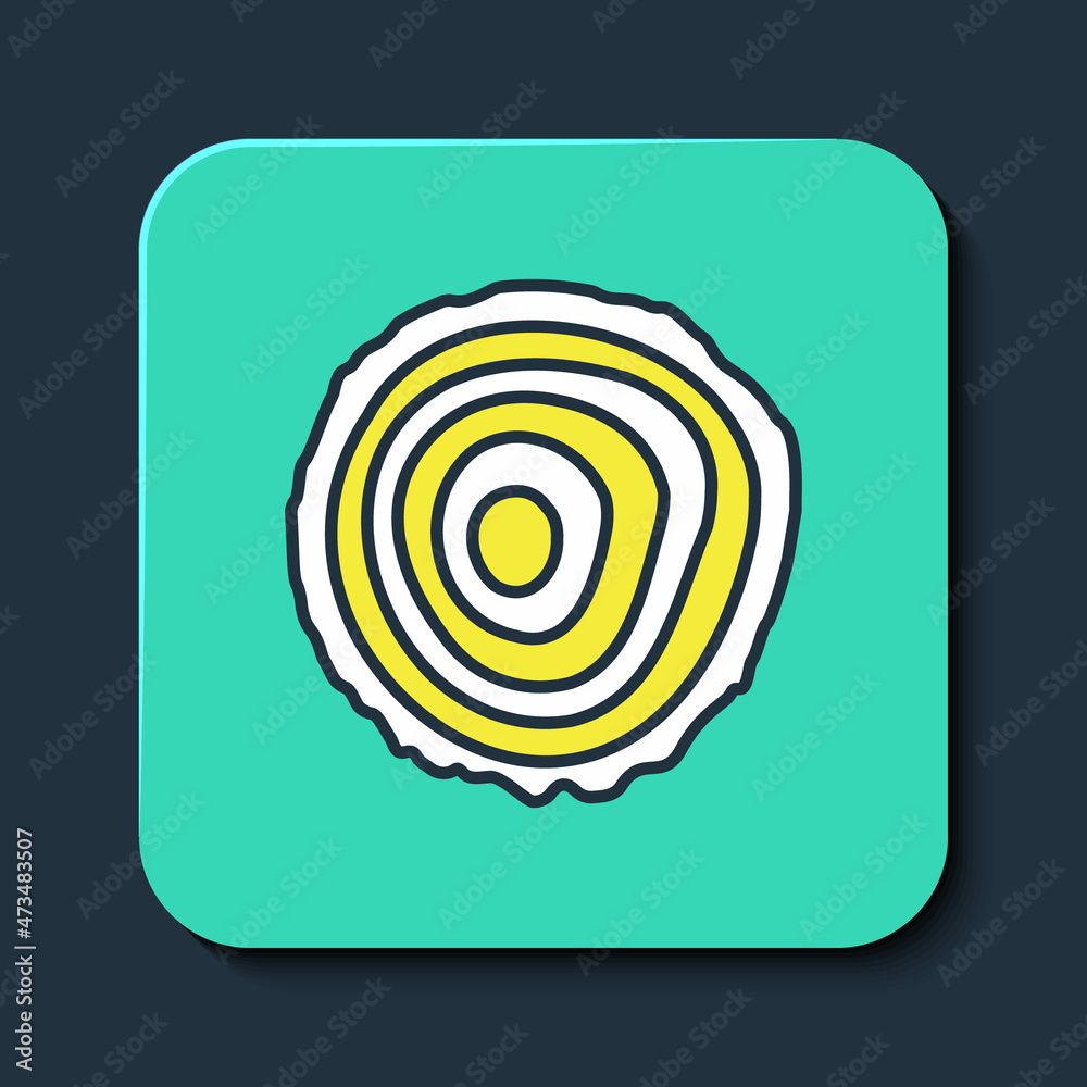 Filled outline Tree rings icon isolated on blue background. Wooden cross section. Turquoise square button. Vector Filled outline Tree rings icon isolated on blue background. Wooden cross section. Turquoise square button. Vector