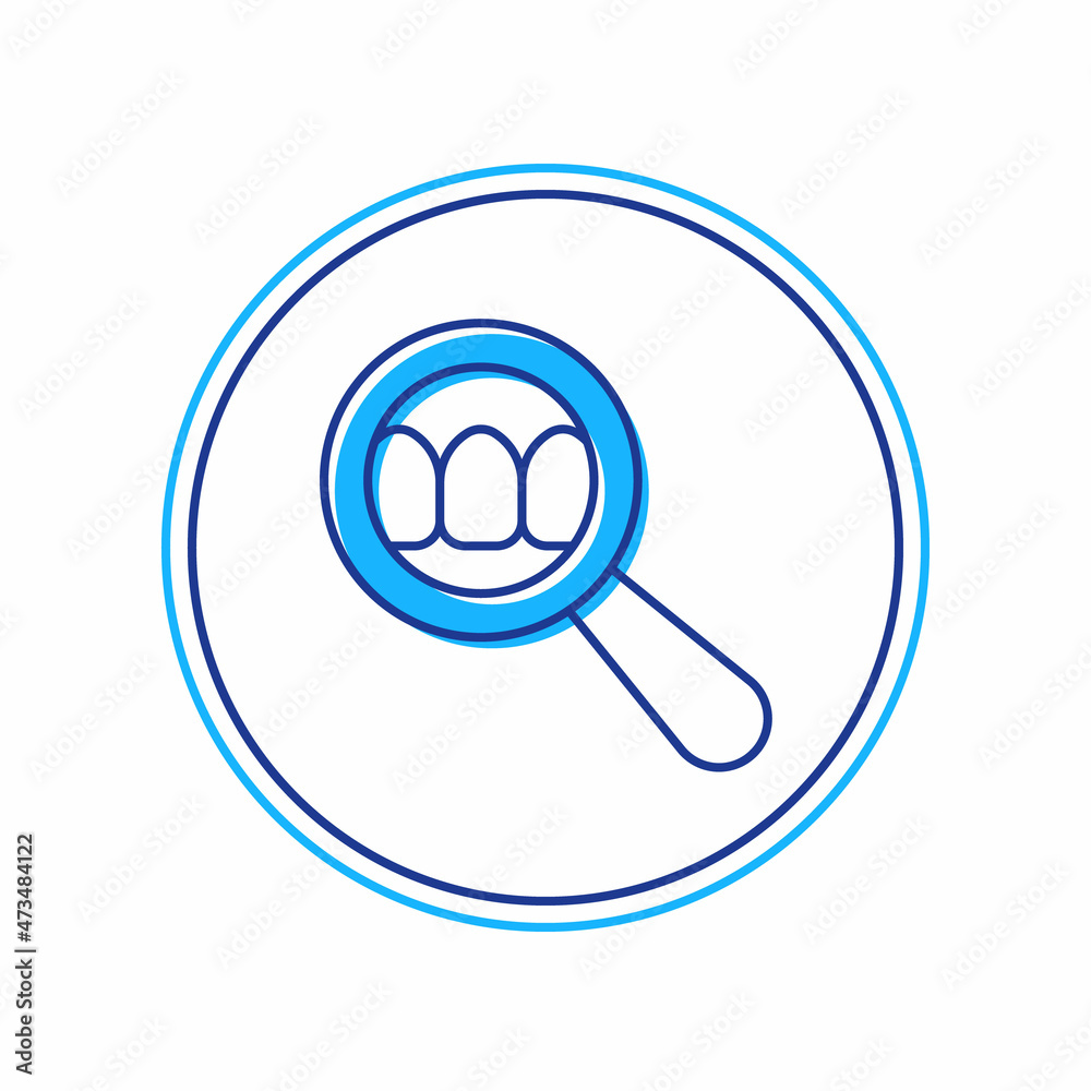 Filled outline Dental search icon isolated on white background. Tooth symbol for dentistry clinic or dentist medical center. Vector