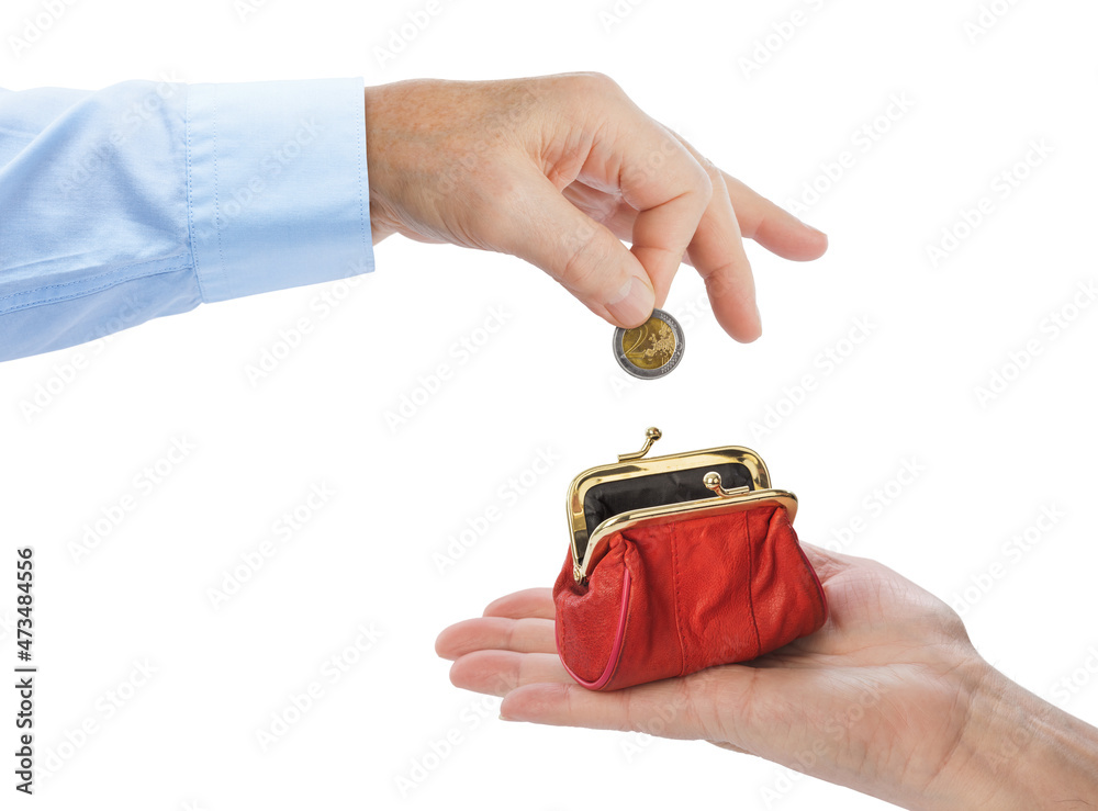 Obraz premium Hand of old man and purse