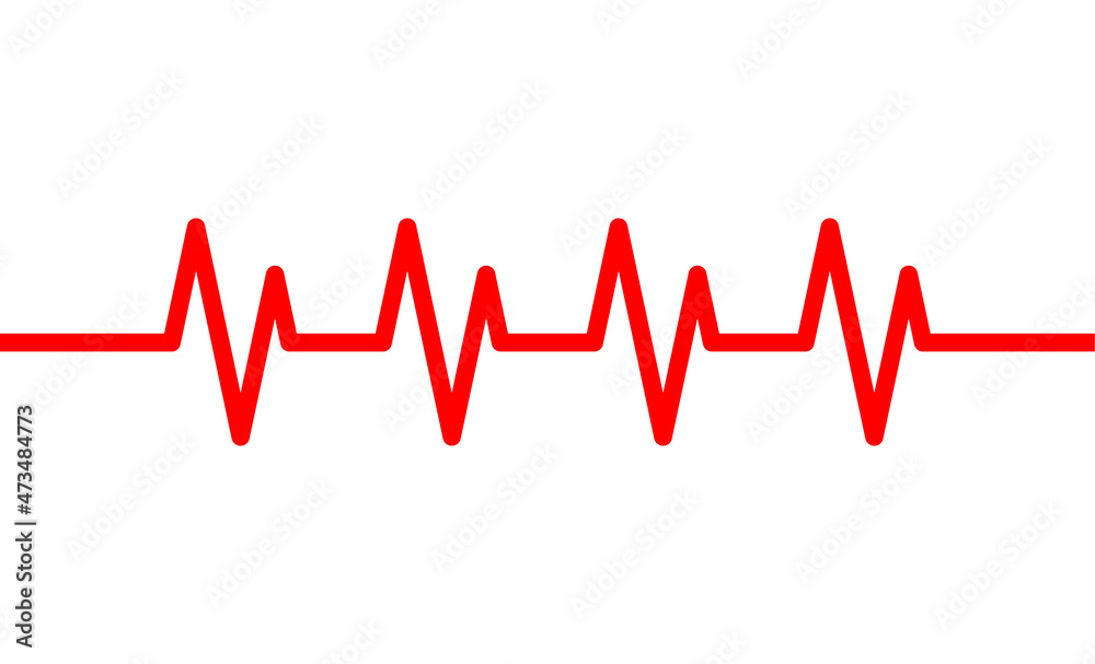 Cardiogram and pulse on monitor. Heartbeat line. Icons of heart beat. Ecg on graph. Electrocardiogram with healthy rhythm, cardio attack, ischemia, infarction and death. Symbol for cardiac. Vector