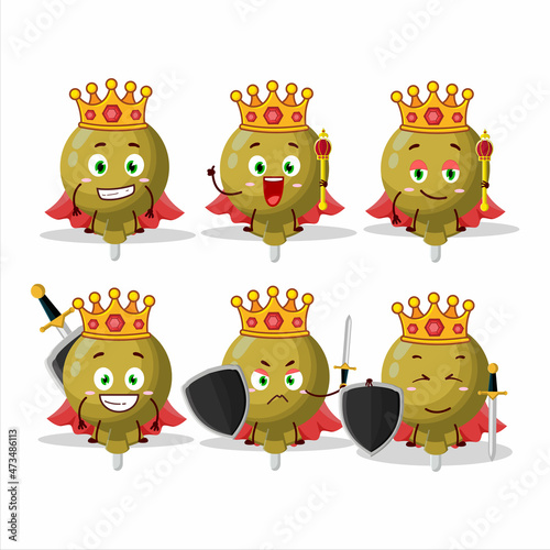 A Charismatic King yellow lolipop wrapped cartoon character wearing a gold crown