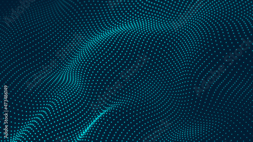 Colored music surface. Beautiful curved wave on a dark background. Digital technology background. 3D