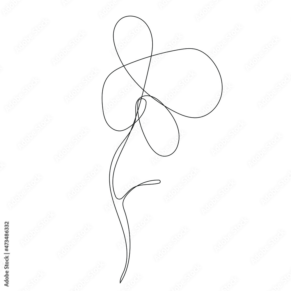 Flower. One line. Vector clip art