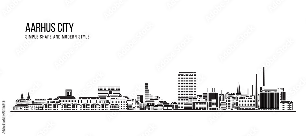Cityscape Building Abstract Simple shape and modern style art Vector design - Aarhus city
