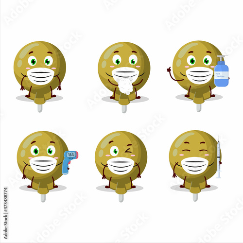 A picture of yellow lolipop wrapped cartoon design style keep staying healthy during a pandemic