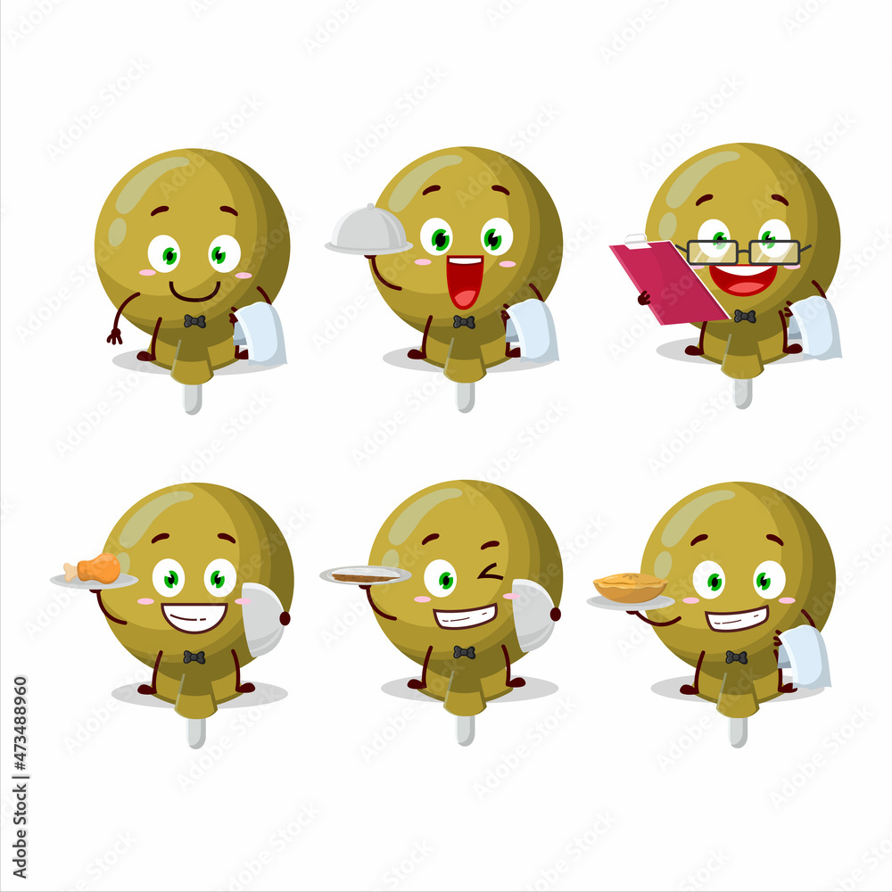happy yellow lolipop wrapped waiter cartoon character holding a plate happy yellow lolipop wrapped waiter cartoon character holding a plate